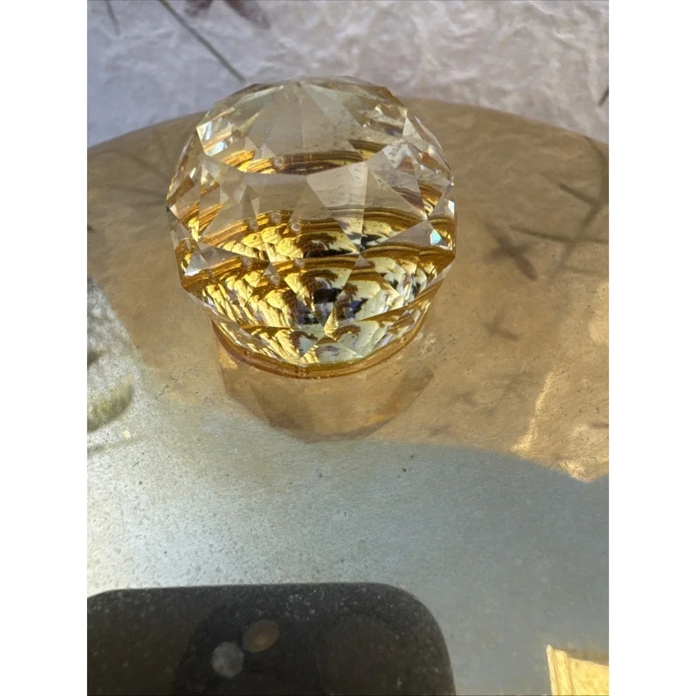 VTG Vanity Dresser Powder Jar Round Brass‎ Trinket Ring Dish 6